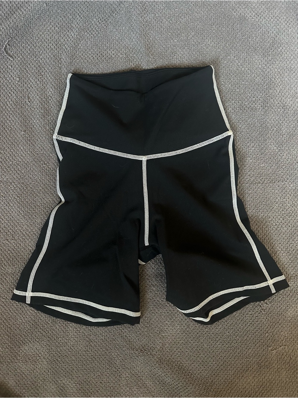 WeWoreWhat High-Waist Black Bike Shorts with Contrast Stitching XS